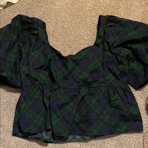 Old Navy Green and Black Checkered Blouse